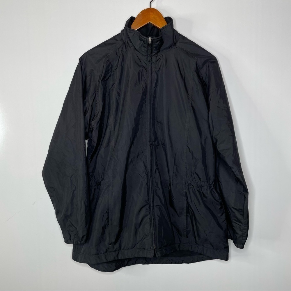 Lands' End Black Windbreaker Jacket Medium